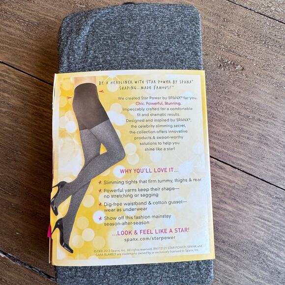 Spanx Women's Size E Heathered Gray Star Power Shaping Tights NEW 195-265lbs - Picture 5 of 7